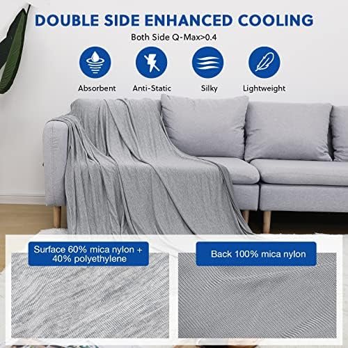 HOMFINE Cooling Blankets for Hot Sleepers - Summer Blanket Thin Lightweight Breathable Soft Double Side Enhanced Blanket for Bed Couch Sofa, Keep Cool for Night Sweats (Grey, 60 x 80 inches) - Image 3