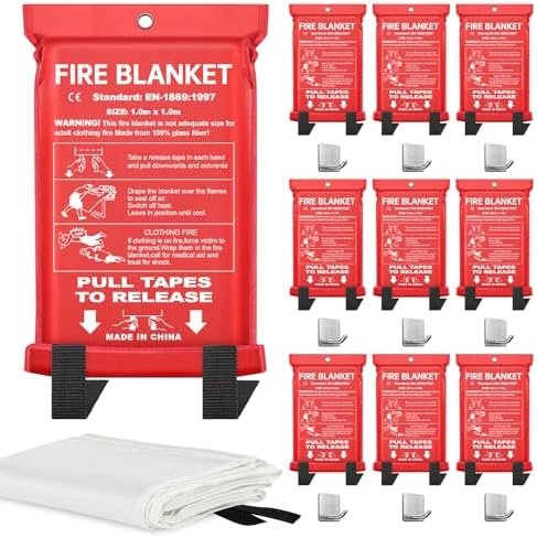 Elecshion Emergency Fire Blanket for Home and Kitchen Fire Extinguishers for The House x10 Fiberglass Fireproof Blanket Fire Retardant Blankets Grease Spray for Home