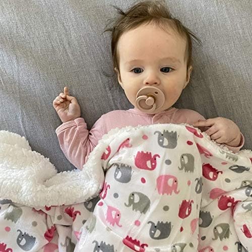 EVERYDAY KIDS Large Ultra Soft Gray and Pink Elephant Minky Baby Blanket for Girls Mink and Sherpa Toddler and Baby Girl Blanket Measures 30 x 40”; Trendy Animal Elephant Baby Nursery Decor - Image 5