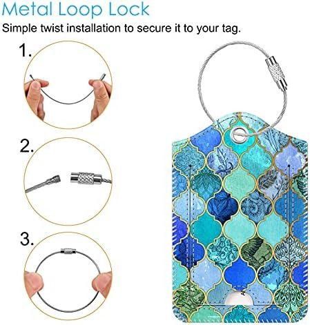 2 Pcs Luggage Tags, Fintie Privacy Cover ID Label with Stainless Steel Loop and Address Card for Travel Bag Suitcase, Cool Jade - Image 2