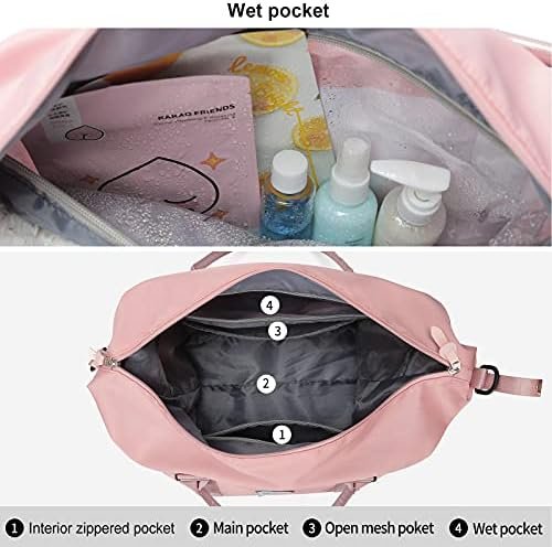Travel Duffel Bags for Women,Weekender Overnight Bag with Wet Pocket & Toiletry Bag,Carry On Personal Item Bag,Travel Tote Gym Bag, Pink, Large - Image 3
