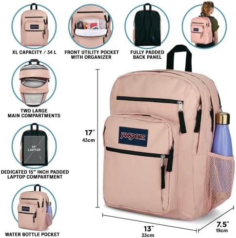JanSport Laptop Backpack - Computer Bag with 2 Compartments, Ergonomic Shoulder Straps, 15” Laptop Sleeve, Haul Handle - Book Rucksack - Pastel Lilac - Image 3