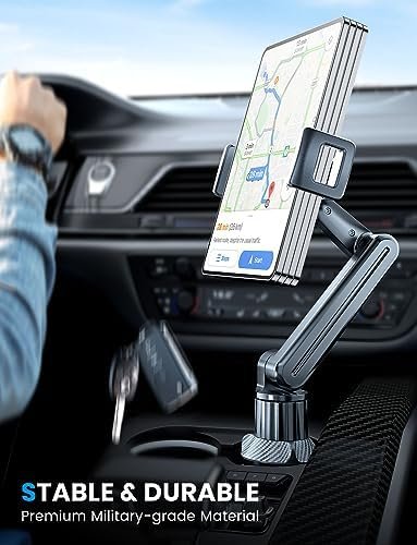 eSamcore Tablet Holder for Car, for iPad Cup Holder Car Mount with 1.57" Depth Large Clamp 15" Height Adjustable for iPad Holder for Car for 6"-12.9" Cell Phone iPhone iPad Stand Travel Accessories - Image 2
