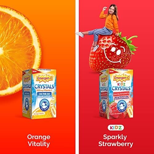 Emergen-C Crystals, On-The-Go Immune Support Supplement with Vitamin C, B Vitamins, Zinc and Manganese, Orange Vitality - 56 Stick Packs - Image 6
