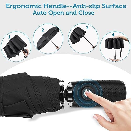 Portable Travel Umbrella: Windproof, Compact, and Folding Design - Heavy Duty, Automatic Open Close, Collapsible - Rain & Wind Resistant - Ideal for Car, Backpack, Men, Women. (42in/46in) - Image 7