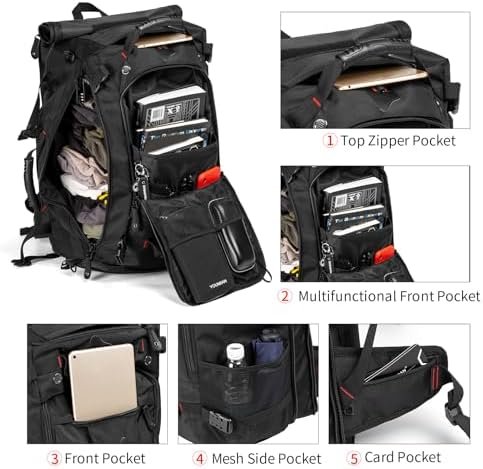 Travel Backpack Carry On Backpack Durable Convertible Duffle Bag Fit for 15.6 Inch Laptop for Men and Women hiking airplane shoes bag extendable three way uses multiple - Image 8
