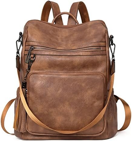 CLUCI Backpack Purse for Women Large Womens Backpack Leather Travel Backpack Fashion Backpack Purse Designer Ladies Shoulder Bags with Tassel Two-toned Brown - Image 8