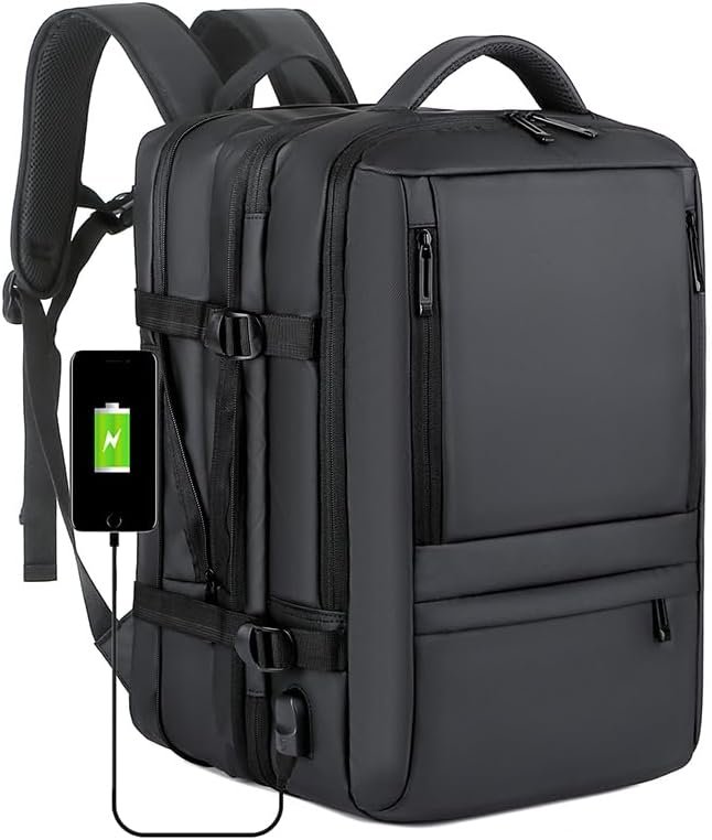 ALTOS OFFICE AND HOME. Expandable & Carry on Backpack, Extra Large 45L Airline Approved TSA, Synthetic Leather, Multiple Compartments, For Laptops up to 17", Water and scratch resistant, Comfortable