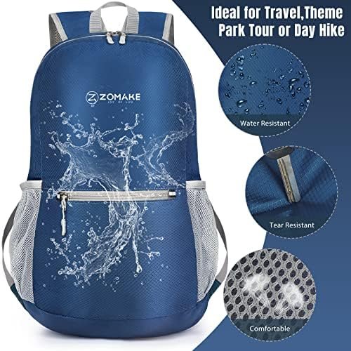 ZOMAKE Ultra Lightweight Hiking Backpack 20L - Packable Small Backpacks Water Resistant Daypack for Women Men(Navy Blue) - Image 4