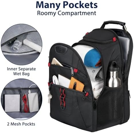 MATEIN Extra Large Laptop Backpack, 17.3 inch Big Business Work Bag for Men, Airline Approved TSA Travel Backpack with Wet Pocket, Water Resistant Computer Bag, Black - Image 2