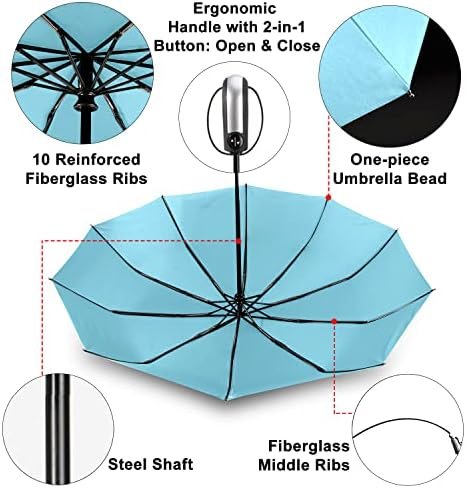 TradMall 2 Pack Travel Umbrella Windproof 46/56 Inches Large Canopy Reinforced Fiberglass Ribs Auto Open & Close - Image 4