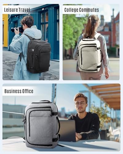 LIGHT FLIGHT Travel Backpack, TSA Friendly Flight Approved Carry on Backpack Water-resistant Lightweight Business Large Weekender Bag Casual Daypack 17.3" Laptop Backpack for Men Women,Grey - Image 2