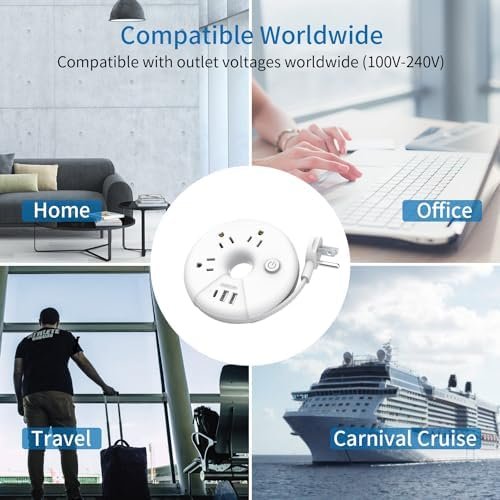 Travel Power Strip, NTONPOWER 3 Outlets 3 USB Portable Desktop Charging Station Short Extension Cord 3ft for Office, Home, Hotels, Cruise Ship, Nightstand, White - Image 9