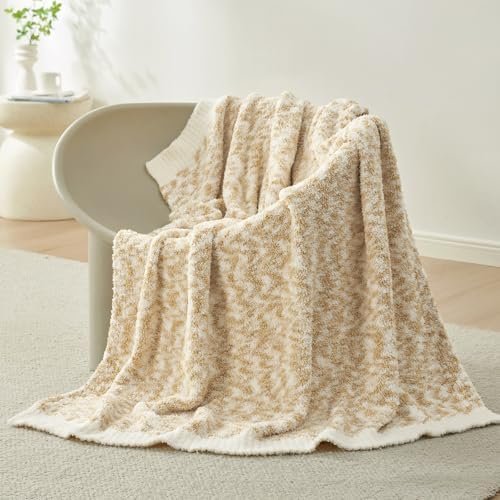 Snuggle Sac Beige Throw Blanket for Couch, Reversible Super Soft Warm Blankets Cozy Knit Fuzzy Plush Lightweight Throws for Sofa, Bed, Camping, Space Dye Beige, 50x60 inches - Image 2