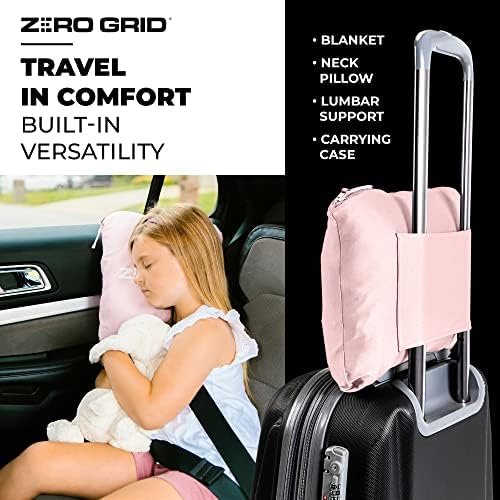 Zero Grid Premium Lightweight Wearable Super Soft Travel Blanket with Neck Snaps, Cozy Footpockets and Zipper Pouch (Rose Pink) - Image 6