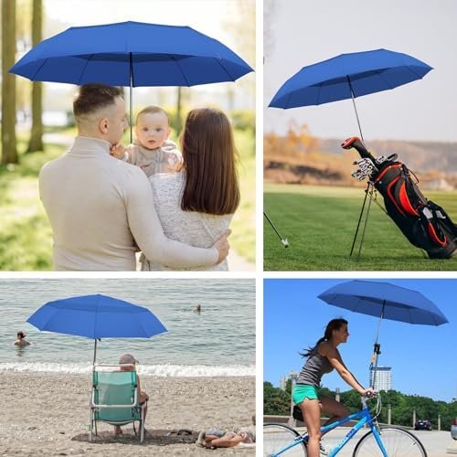 Satol 55 Inch Automatic Open Golf Umbrella, Oversize Windproof Waterproof Large Double Canopy Vented 10 Ribs Folding Travel Umbrella, UPF 50+ UV Protection Sun Compact Umbrellas for Women Men - Image 7