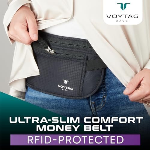 Travel Money Belt & Passport Holder - RFID Blocking Slim Travel Wallet & Fanny Pack for Men and Women - Essential Travel Pouch for Cash, Credit Cards, and Documents - Image 2