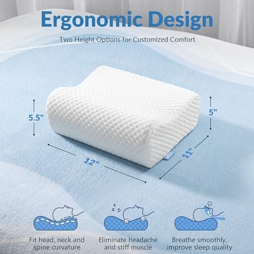 AM AEROMAX Travel Contour Memory Foam Pillow, Cervical Pillow for Neck Pain Relief, Neck Orthopedic Sleeping Pillows for Side, Back and Stomach Sleepers. - Image 3