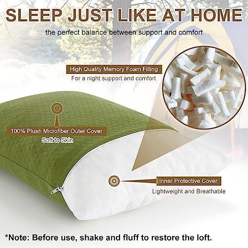Ivellow Memory Foam Travel Pillow Compressible Camping Pillow for Sleeping Shredded Memory Foam Pillow Compact Firm Supportive Small Pillow for Adults Kids Outdoor Backpacking Hiking Essential Gear-M - Image 3