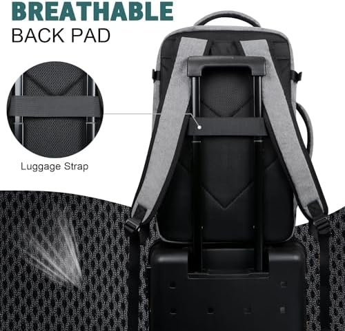 Travel Backpack for Women/Men,Waterproof Carry On Backpack with Laptop Compartment,Travel Essentials Backpack for Traveling,Business Hiking,Casual,Gym(Grey) - Image 6