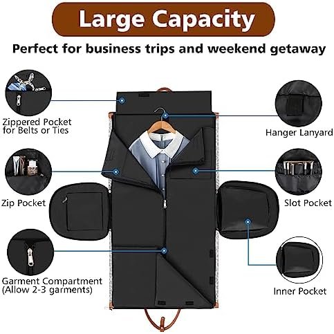 Convertible Garment Duffel Bag for Travel - Carry On Garment Bags With Toiletry Bag Large Weekender Bag for Men Women 2 in 1 Hanging Suitcase Suit Travel Duffel Overnight Bags 4pcs Set - Image 3