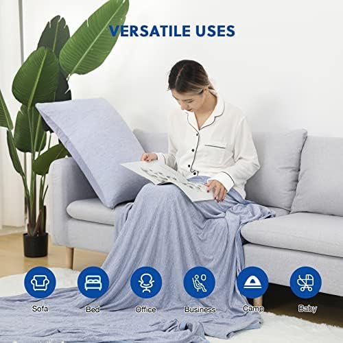 HOMFINE Cooling Blankets for Hot Sleepers - Summer Blanket Thin Lightweight Breathable Soft Double Side Blanket for Bed Couch Sofa, Keep Cool for Night Sweats (Blue, 50 x 70 inches) - Image 4