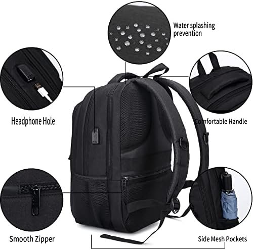 Monsdle Travel Laptop Backpack Anti Theft Backpacks with USB Charging Port, Travel Business Work Bag 15.6 Inch College Computer Bag for Men Women, Black - Image 5