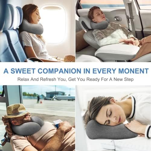 Travel Pillow - Memory Foam Cervical Neck Pillow for Adults, Kids, Children, Convenient & Portable U Shaped Pillows, Airplane Pillow for Home, Office, Camping, Travelling, Sleeping (Gray) - Image 7