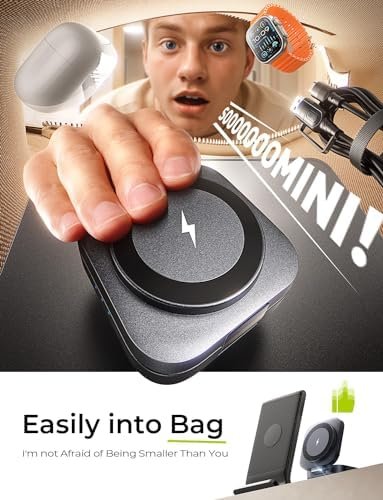 LISEN 3 in 1 Wireless Charging Station for Apple Devices Magsafe for iPhone Magnetic Charger Stand, Travel for iPhone Charging Station Multiple Devices Fits iPhone 16 15 Pro Max Airpods iWatch - Image 4