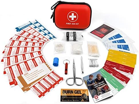 Mini First Aid Kit, 100 Pieces Water-Resistant Hard Shell Small Case - Perfect for Travel, Outdoor, Home, Office, Camping, Hiking, Car (Red) - Image 3