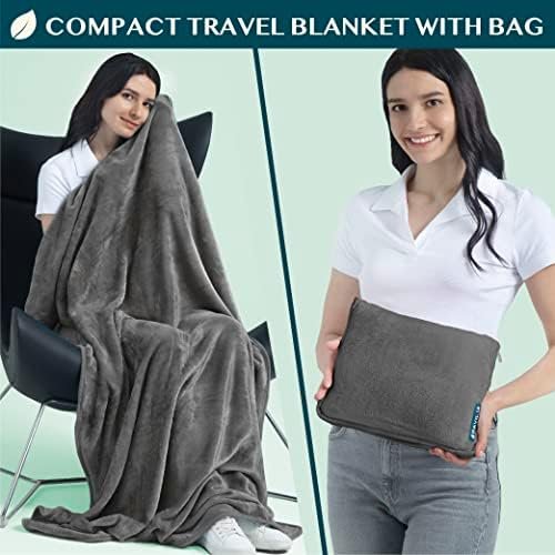 PAVILIA Travel Blanket Pillow, Soft Airplane Blanket 2-in-1 Combo Set, Plane Blanket Compact Packable, Flight Essentials Car Pillow, Travelers Gifts Accessories, Luggage Backpack Strap, 60x43 Gray - Image 2