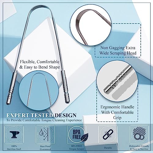 MasterMedi Tongue Scraper with Case Easy to Use Tongue Scraper for Adults, Tongue Cleaner for Oral Care & Hygiene (Single Pack (with Travel Case)) - Image 3