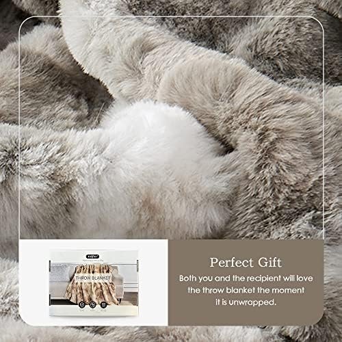 Krifey Faux Fur Throw Blanket, Super Soft Cozy Blanket, Luxury Fluffy Blanket Warm Plush Bed Throw Marbled Gray 50" x 60" - Image 4