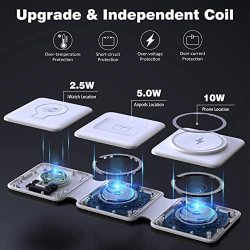 Charging Station for Apple Multiple Devices - 3 in 1 Foldable Magnetic Wireless Charger Dock - Travel Charging Pad for iPhone 16 15 14 13 12 Pro Max Plus Watch & Airpods - Image 6