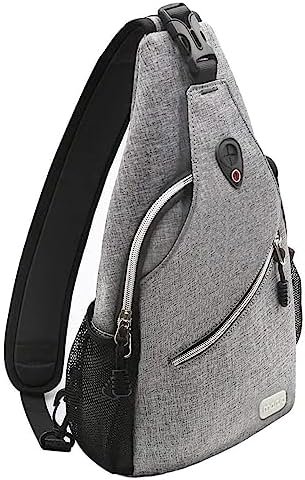 MOSISO Sling Backpack, Multipurpose Crossbody Shoulder Bag Travel Hiking Daypack, Gray, Medium