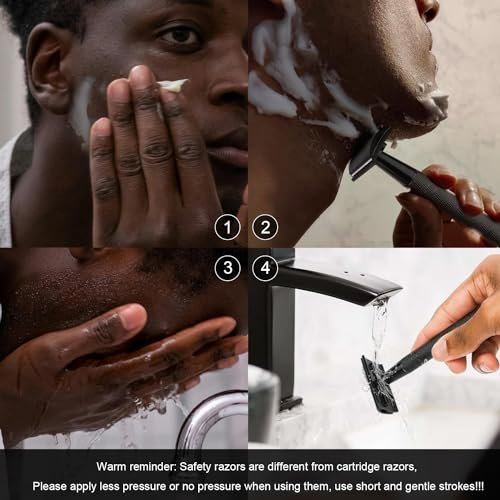Double Edge Safety Razor for Men, Single Blade Razors for Men and Women, with 10 Platinum Coated Safety Razor Blades, Face Razors for Men Shaving, Travel Essentials Reusable Metal Razor, Matte Black - Image 3