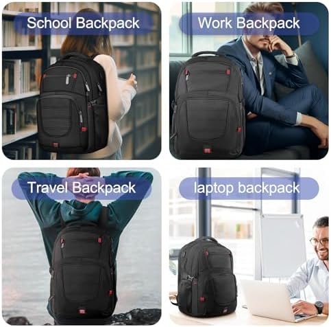 Extra Large Backpack, 50L Travel Backpack, 17 inch Laptop Backpack for Men, TSA Approved Heavy Duty Backpack with USB Charging Port, Anti Theft Backpack for Business Work College, Black - Image 7