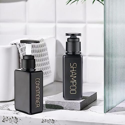 Travel Bottles Travel Accessories Toiletries 4 Pack 3.7oz/110ml Travel Shampoo and Conditioner Bottles Empty Plastic Pump Bottle Dispenser Travel Size Bottles (3labels &1blank Black) - Image 6