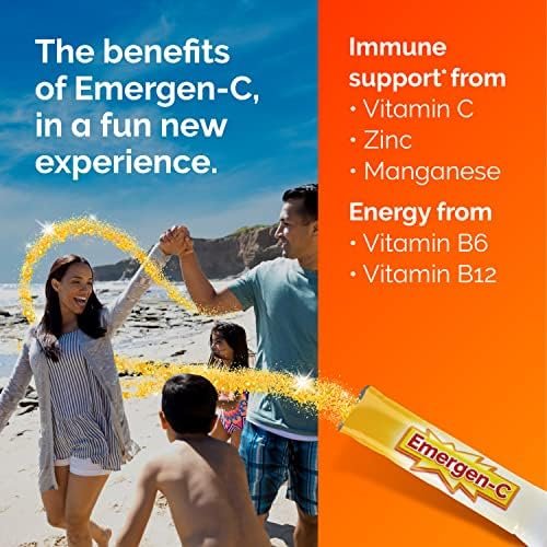 Emergen-C Crystals, On-The-Go Immune Support Supplement with Vitamin C, B Vitamins, Zinc and Manganese, Orange Vitality - 56 Stick Packs - Image 4