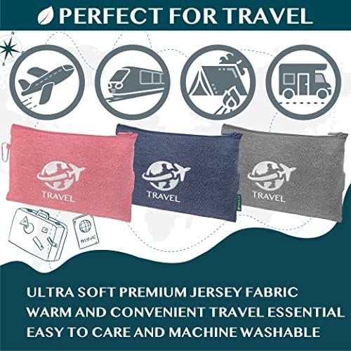 PAVILIA Soft Compact Travel Blanket and Pillow, Foldable Airplane Blanket in Bag, Lightweight Portable Flight Blanket Set with Luggage Strap, Camping Plane Car Home Office Gift Accessories, Navy Blue - Image 5