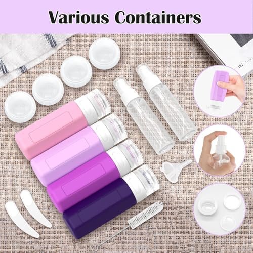 Redfly 17PCS Travel Bottles for Toiletries, TSA Approved Travel Size Containers, Leak Proof Travel Containers for Toiletries, Silicone Travel Kit for Shampoo, Conditioner, Lotion & Creams Purple - Image 7