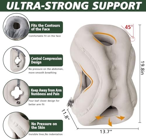 Inflatable Travel Pillow,Airplane Pillow Inflatable Travel Pillows for Airplanes Comfortable Support Shoulder and Neck (with Face Mask, Eye Mask,Earplugs, Portable Bag)for Plane Travel Office Home - Image 5