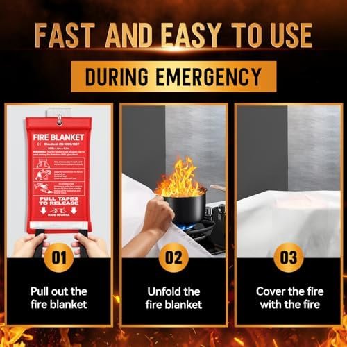 Elecshion Emergency Fire Blanket for Home and Kitchen Fire Extinguishers for The House x10 Fiberglass Fireproof Blanket Fire Retardant Blankets Grease Spray for Home - Image 6