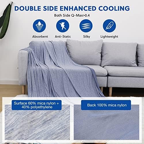 HOMFINE Cooling Blankets for Hot Sleepers - Summer Blanket Thin Lightweight Breathable Soft Double Side Blanket for Bed Couch Sofa, Keep Cool for Night Sweats (Blue, 50 x 70 inches) - Image 3