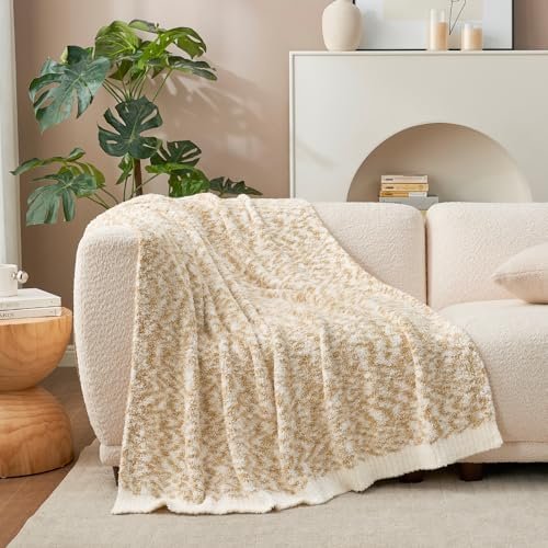 Snuggle Sac Beige Throw Blanket for Couch, Reversible Super Soft Warm Blankets Cozy Knit Fuzzy Plush Lightweight Throws for Sofa, Bed, Camping, Space Dye Beige, 50x60 inches - Image 3