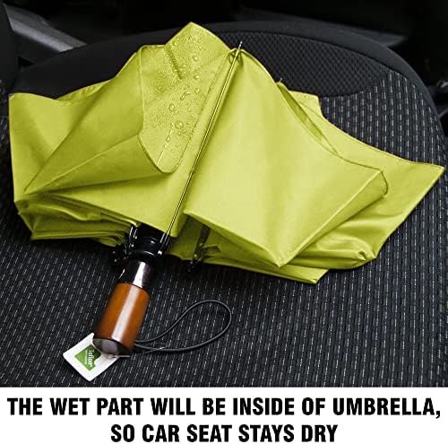 Inverted Umbrella Windproof - Large Canopy but Compact Folding Umbrellas for Rain, Lightweight Travel Umbrella, Reverse Umbrella Auto Open and Close, Strong Automatic Umbrella, Yellow - Image 4