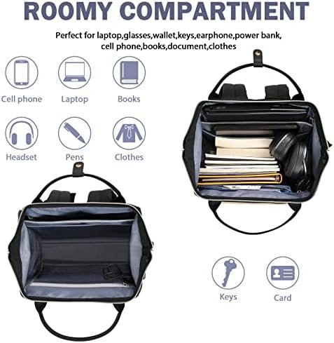 EMPSIGN 17 Inch Laptop Backpack for Women, Work Business Travel Computer College Bags, Large Capacity Water-repellent Quilted Casual Daypack with USB Port, Black - Image 3