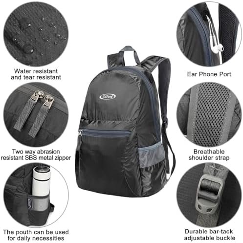 G4Free 20L Lightweight Packable Backpack Travel Hiking Daypack Foldable Backpack for Men Women - Image 5