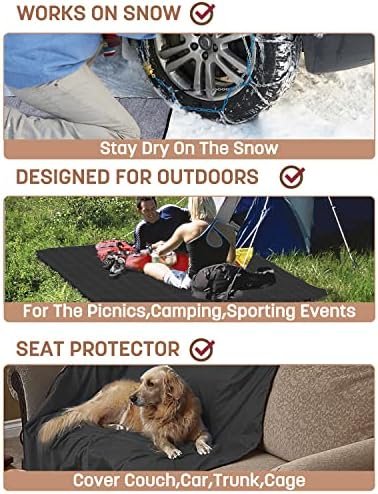 Tirrinia Waterproof Outdoor Blanket with Sherpa Lining, Windproof Triple Layers Warm Comfy Foldable for Camping Stadium, Beach, Picnic, Grass, Concerts, Car, Dog, 51''X 59'' & 59''X 80'' - Image 5