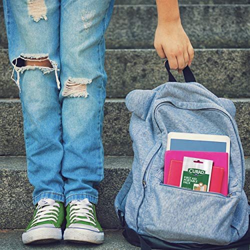 Curad First Aid Portable Pack, Ideal for Travel, Carry-on, Backpacks, Water Resistant Pouch, Variety Size Bandages, Alcohol Swabs, 12 Packs - Image 5
